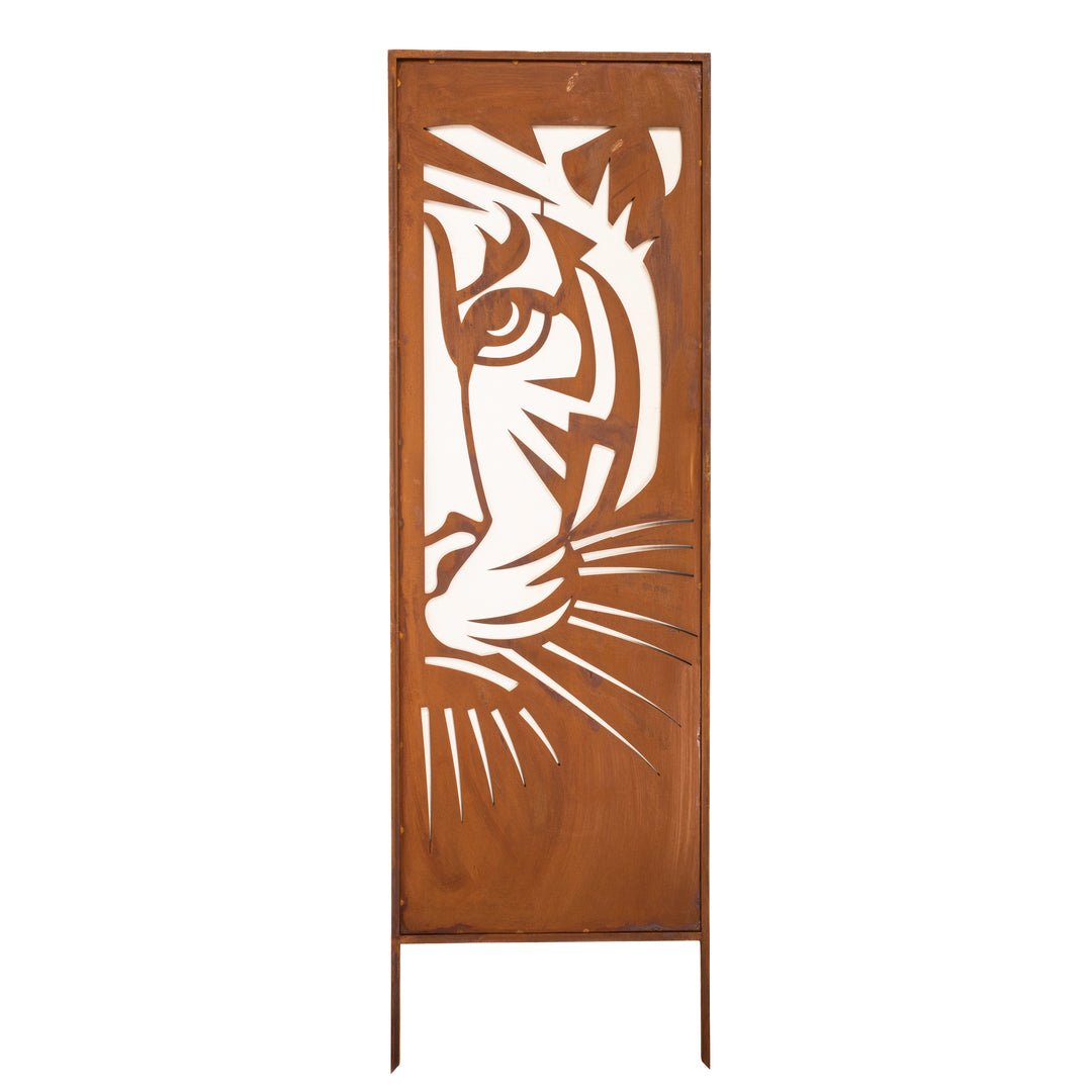 Sichtschutz Gartenpaneel Metall – Motiv Löwe, 160 × 50 cm
