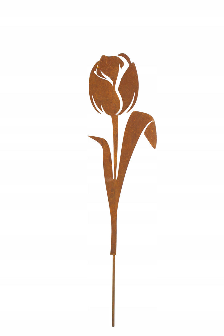 Edelrost Gartenstecker Blume – Gartendeko aus Metall