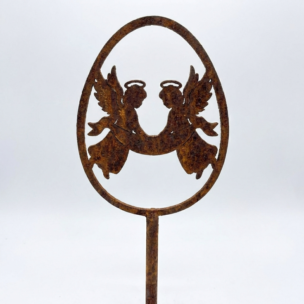 Edelrost Osterdeko Osterei mit Engeln 20 × 6 × 1 cm, 1 cm