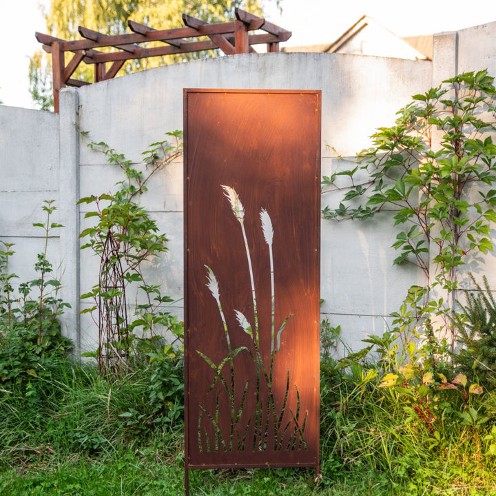 Sichtschutz Gartenpaneel Metall – Motiv Gras, 160 × 50 cm