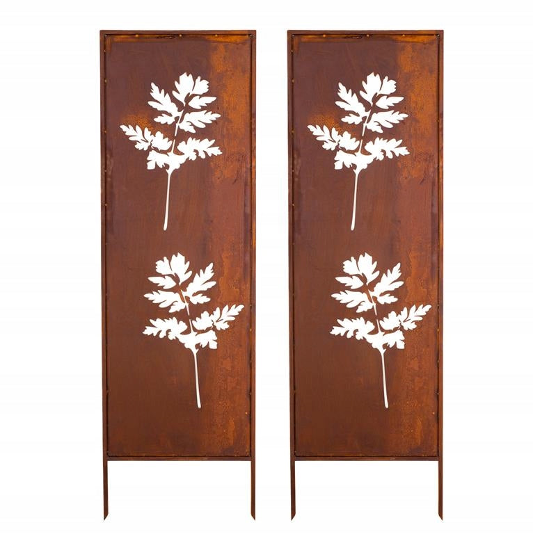Sichtschutz Gartenpaneel Metall – Motiv Blumen, 160 × 50 cm
