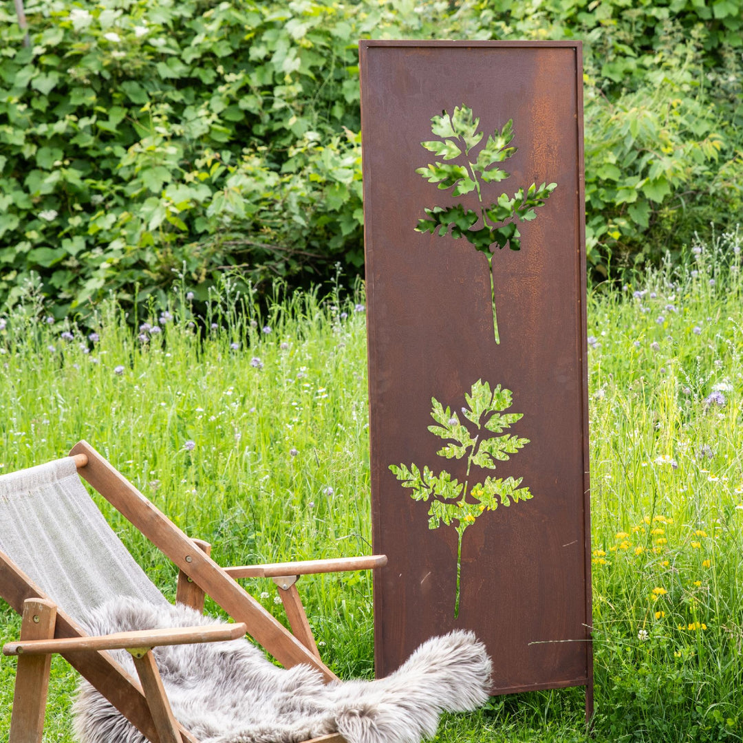 Sichtschutz Gartenpaneel Metall – Motiv Blumen, 160 × 50 cm