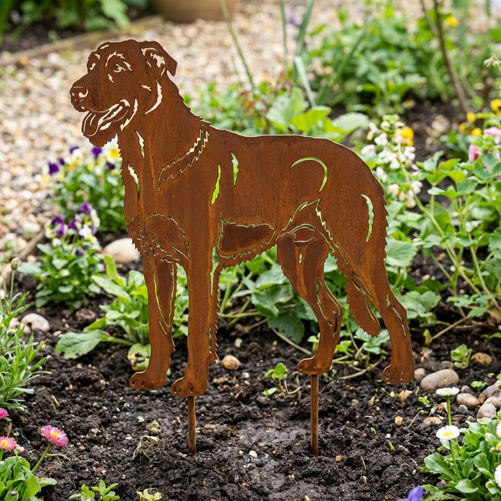 Edelrost Gartenstecker Irischer Wolfshund – Hundesilhouette aus Metall, 42 cm