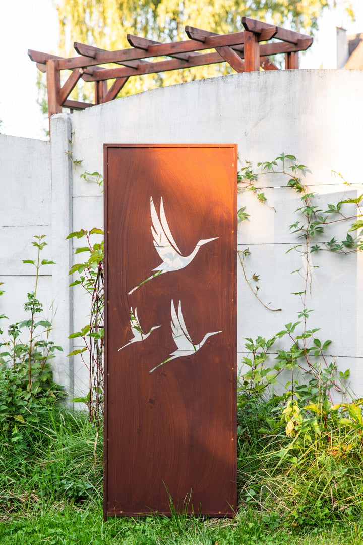 Sichtschutz Gartenpaneel Metall – Motiv Vogel, 160 × 50 cm