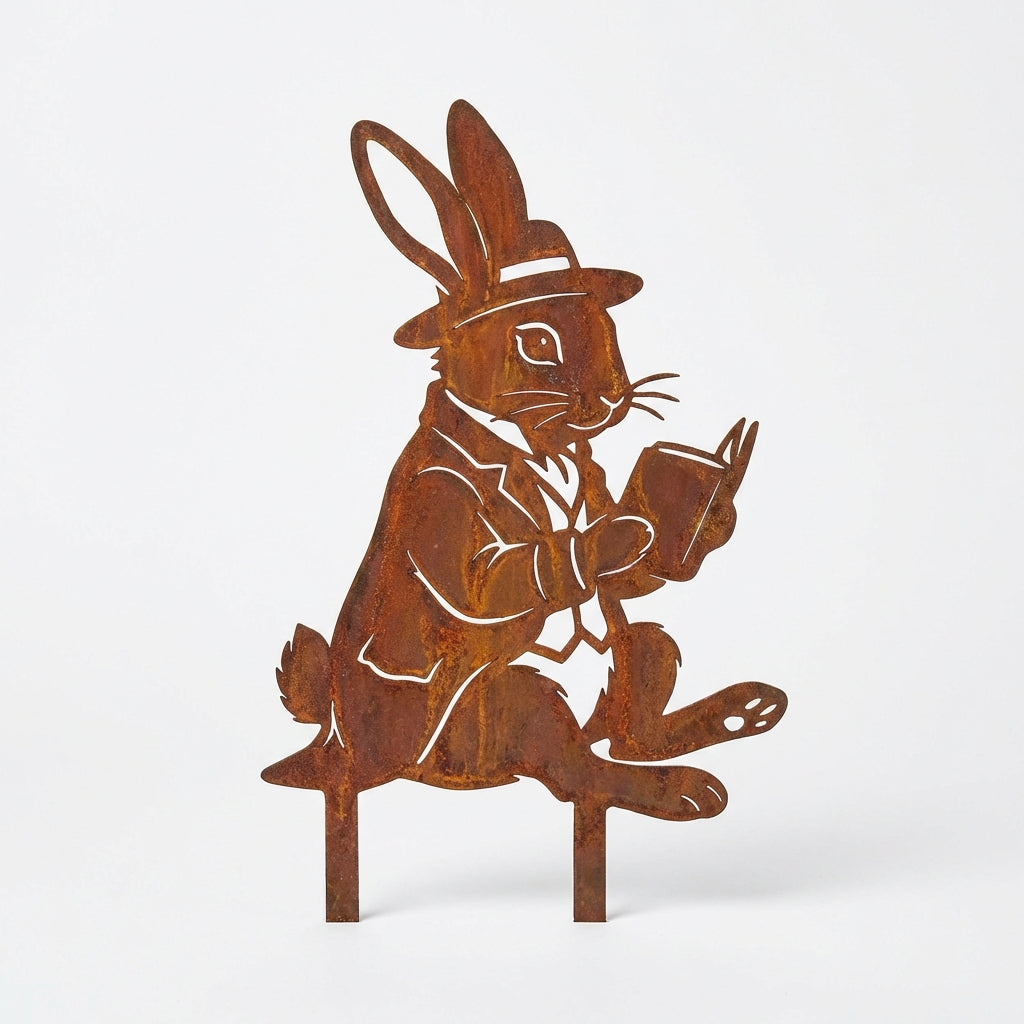 Gartenstecker Hase mit Büchern, 15 cm
