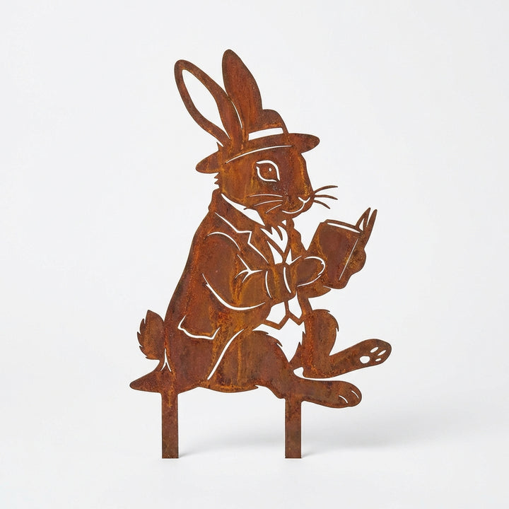 Gartenstecker Hase mit Büchern, 15 cm