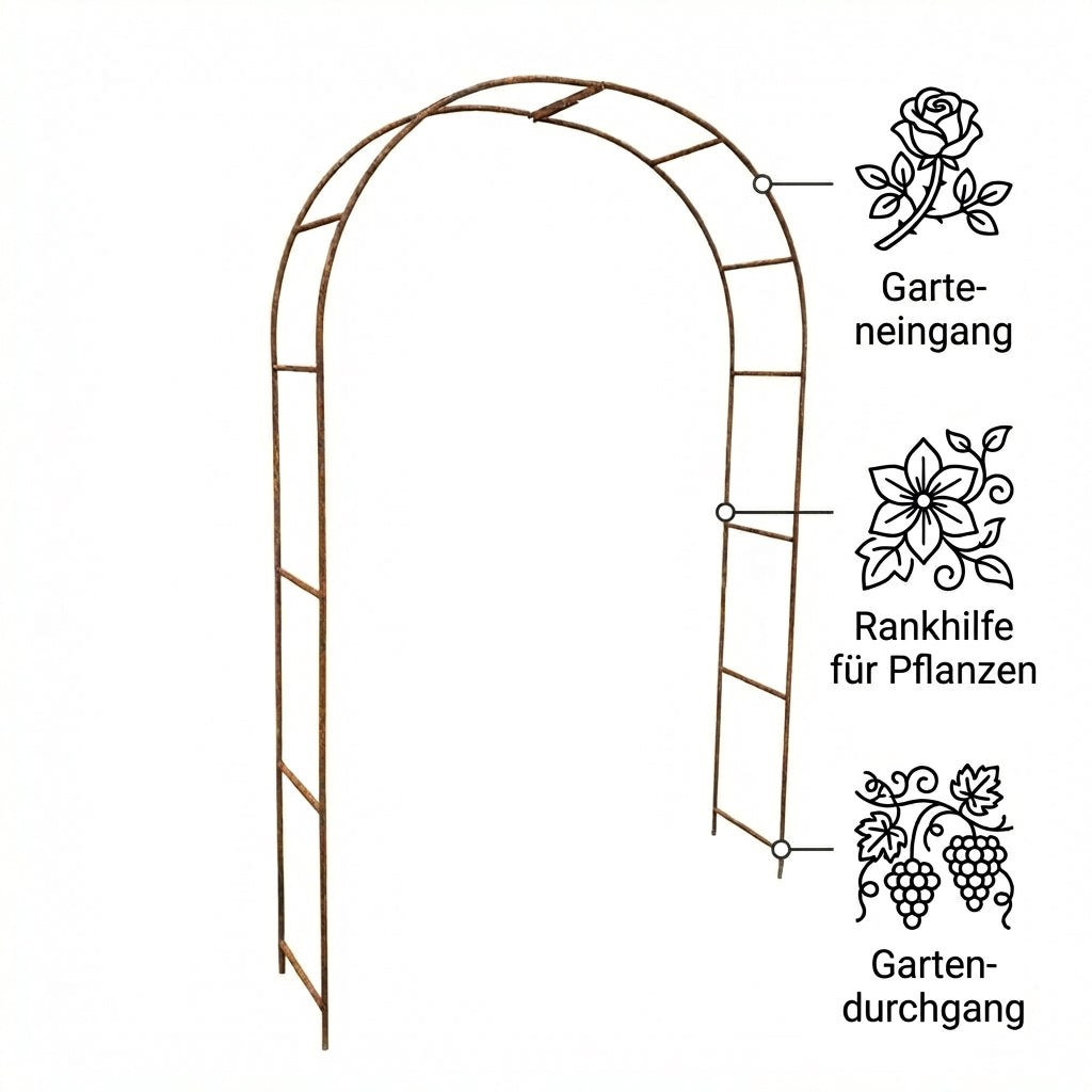 Metall Gartenbogen 240 × 150 cm Rostoptik