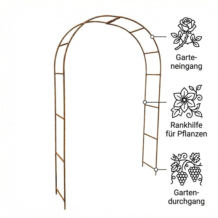 Metall Gartenbogen 240 × 150 cm Rostoptik