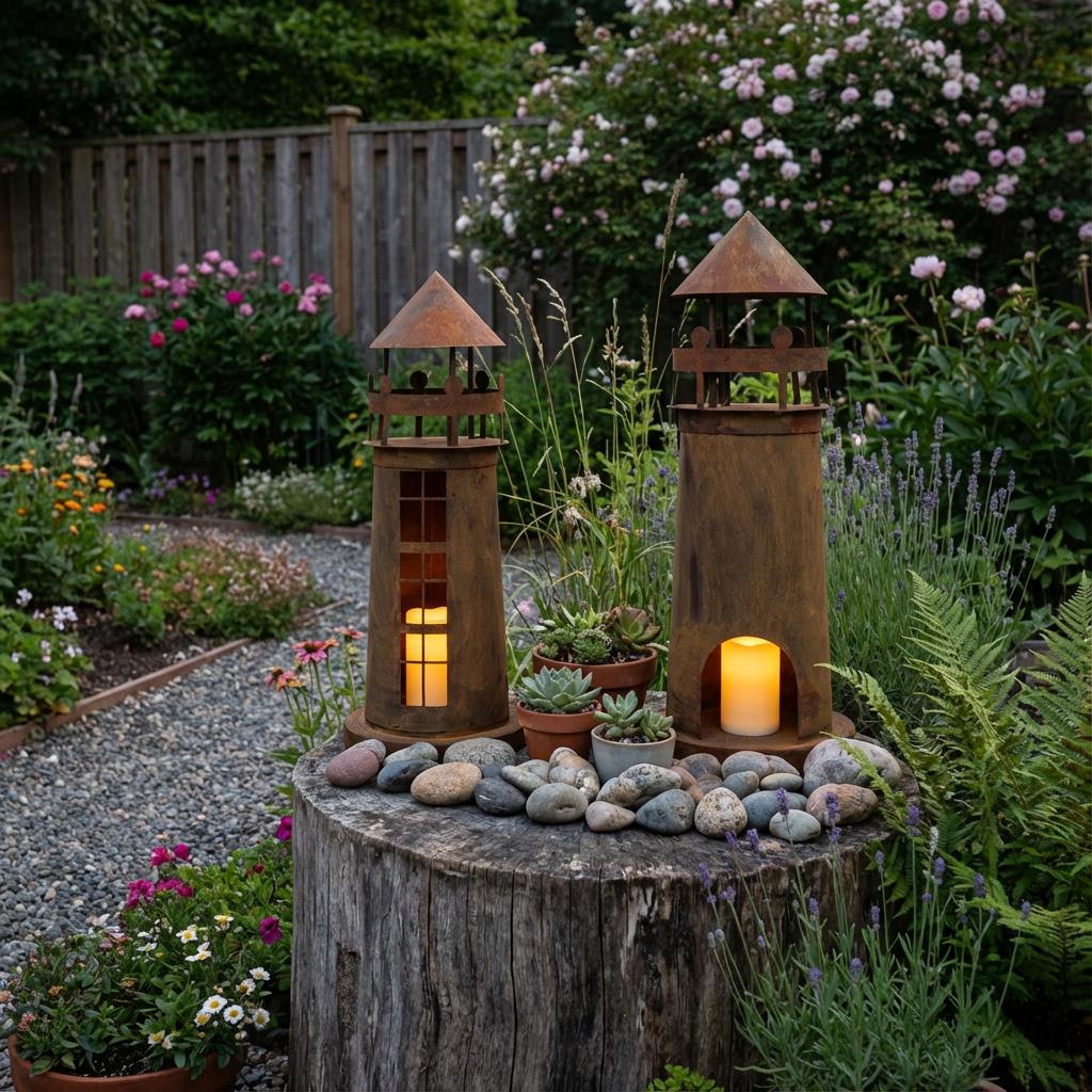 Leuchtturm Gartendekoration 50 cm, 50 cm