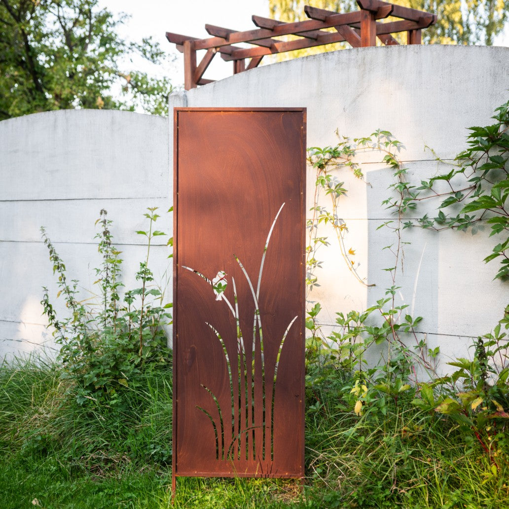 Sichtschutz Gartenpaneel Metall – Motiv Gras, 160 × 50 cm