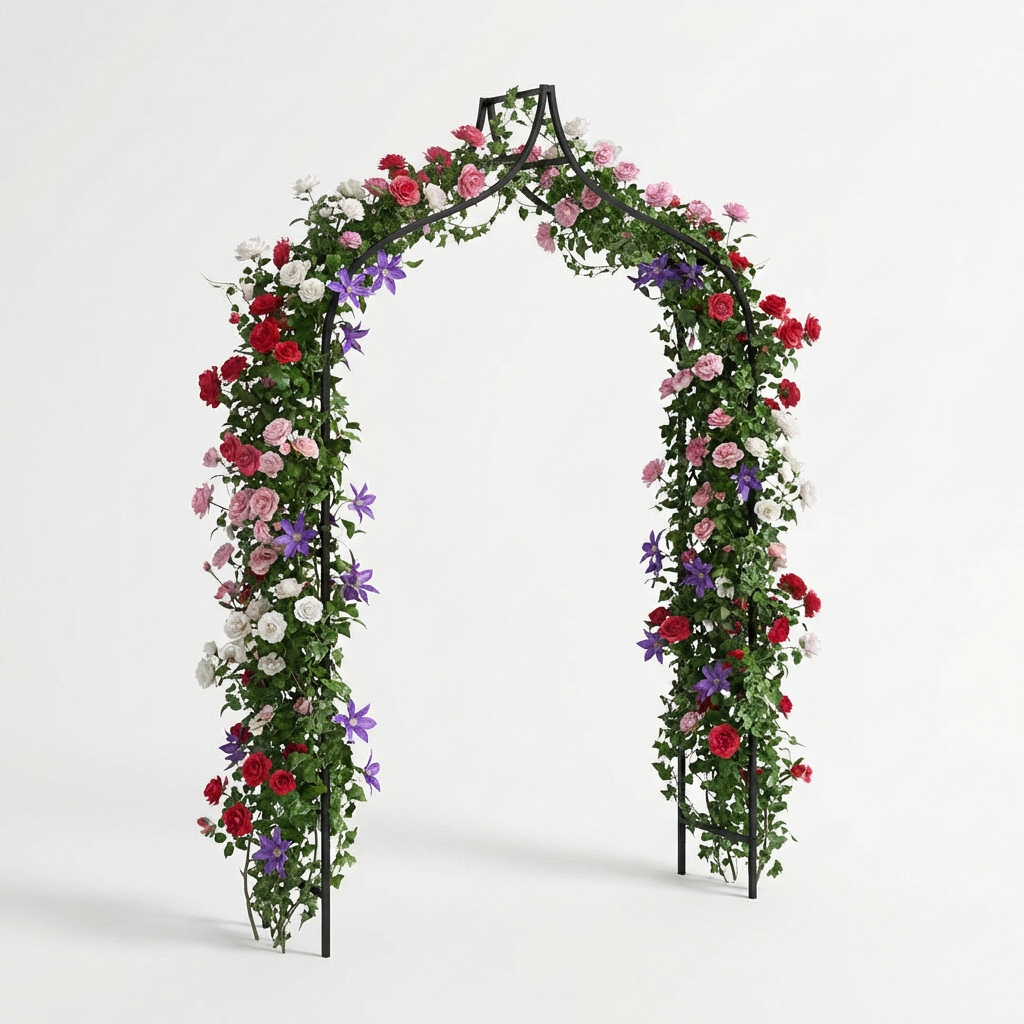 Metall Gartenbogen 240 × 150 cm Schwarz