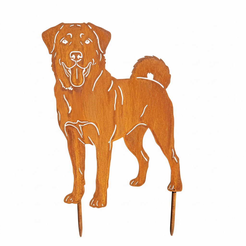 Edelrost Gartenstecker Kangal – Hundesilhouette aus Metall