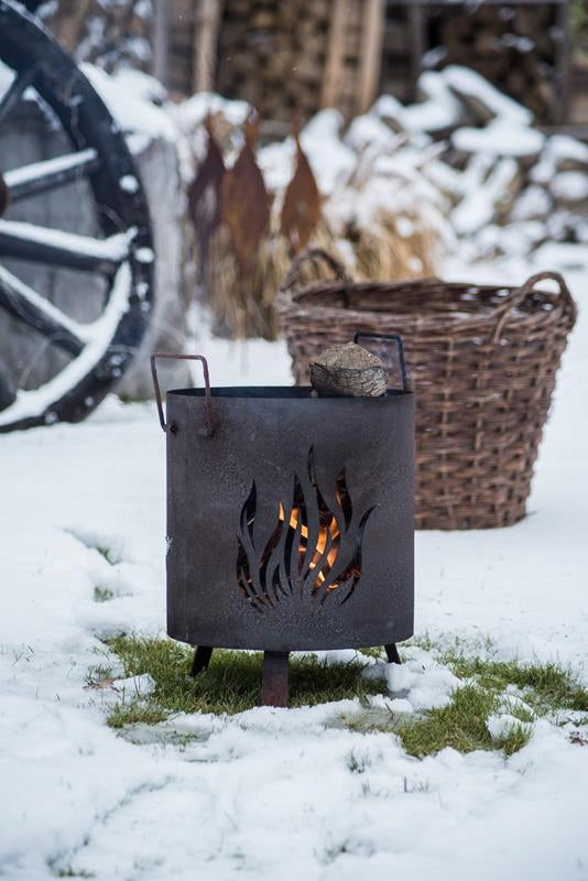 Feuertonne Gartenfeuerstelle aus Metall in Rostoptik, Ø 30