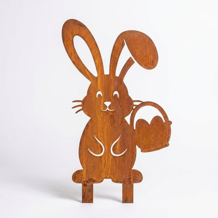 Gartenstecker Hase mit Körbchen, 15 cm