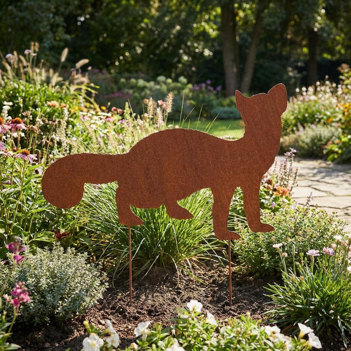 Gartenstecker Otter aus Metall – dekorative Gartenfigur in natürlicher Rostoptik