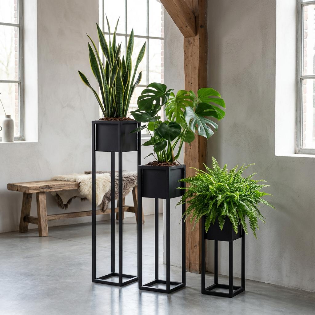 Pflanzständer aus Metall – moderner Blumentopfständer, 70 cm