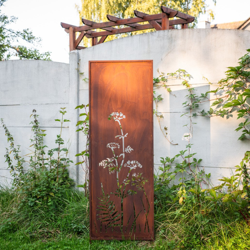 Sichtschutz Gartenpaneel Metall – Motiv Wiesen, 160 × 50 cm