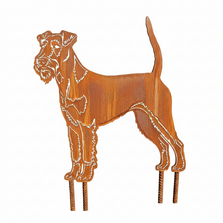Edelrost Gartenstecker Irischer Terrier – Hundesilhouette aus Metall, 37 cm