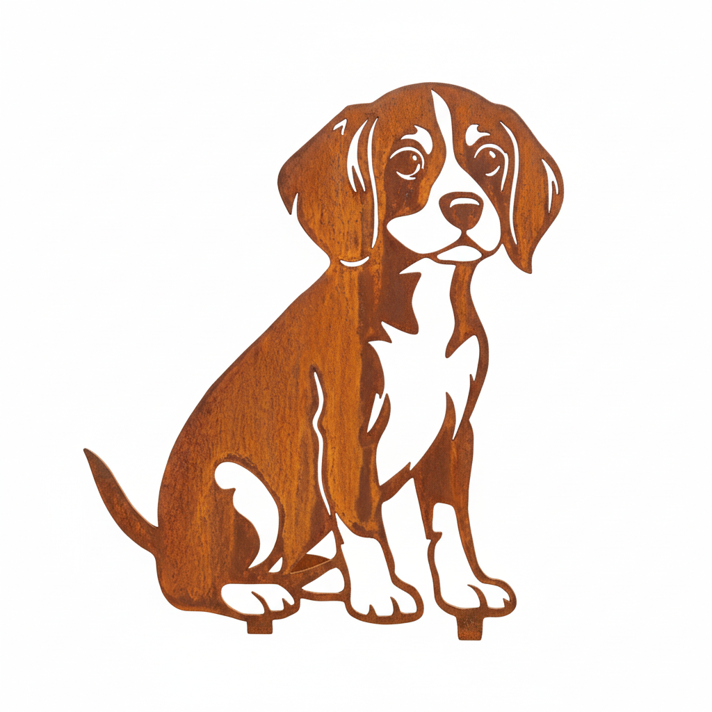 Edelrost Gartenstecker Beagle – Hundesilhouette aus Metall