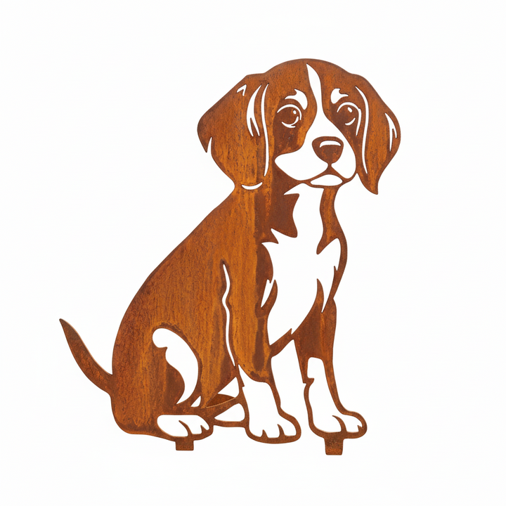 Edelrost Gartenstecker Beagle – Hundesilhouette aus Metall