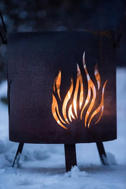 Feuertonne Gartenfeuerstelle aus Metall in Rostoptik, Ø 30