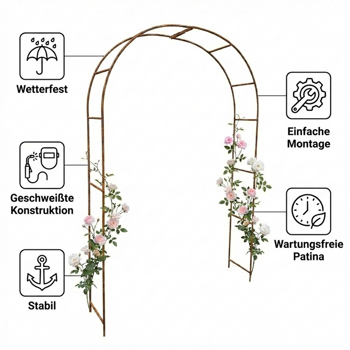 Metall Gartenbogen 240 × 150 cm Rostoptik