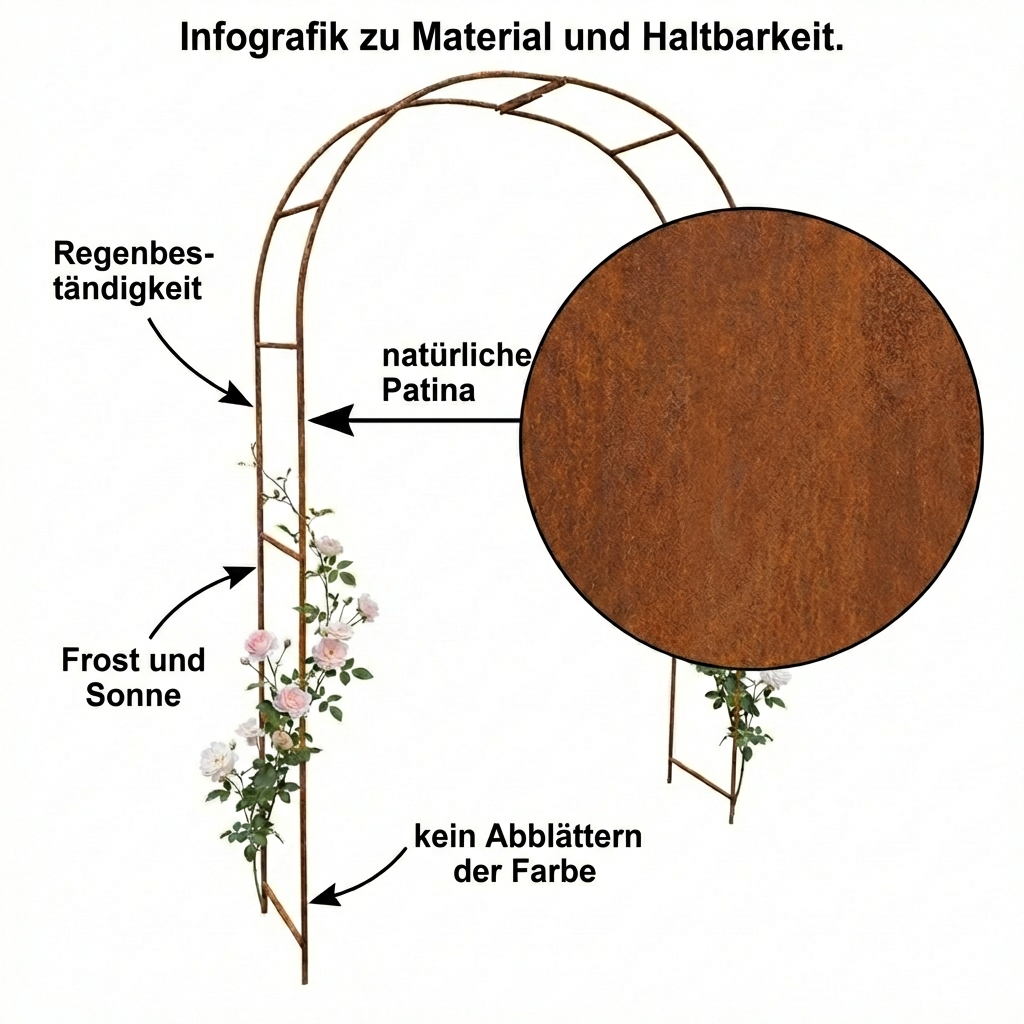 Metall Gartenbogen 240 × 150 cm Rostoptik