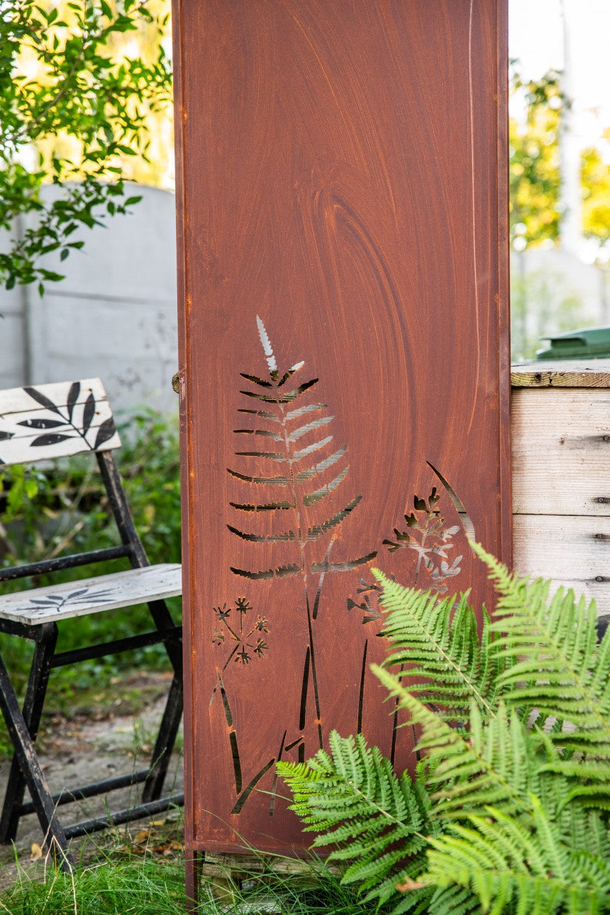 Sichtschutz Gartenpaneel Metall – Motiv Strauch, 160 × 50 cm