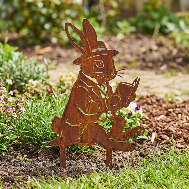 Gartenstecker Hase mit Büchern, 15 cm