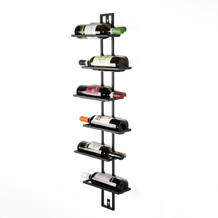 Wand Weinregal aus Metall – Flaschenhalter für 6 Flaschen, 35 cm