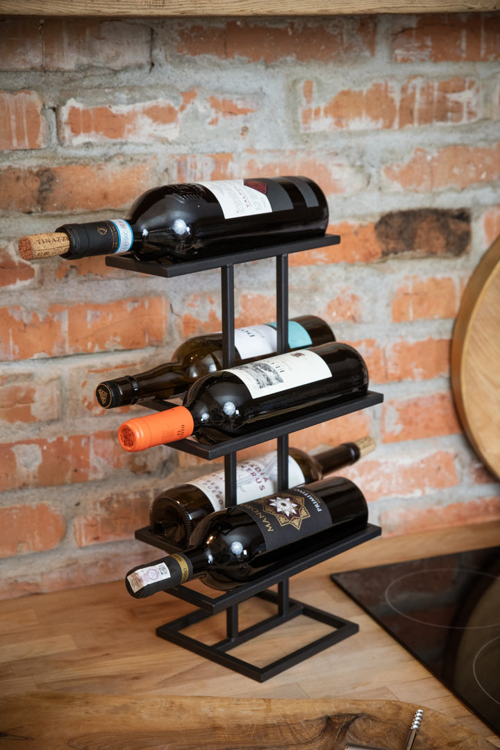 Freistehendes Weinregal aus Metall – Flaschenhalter für 5 Flaschen, 42 cm