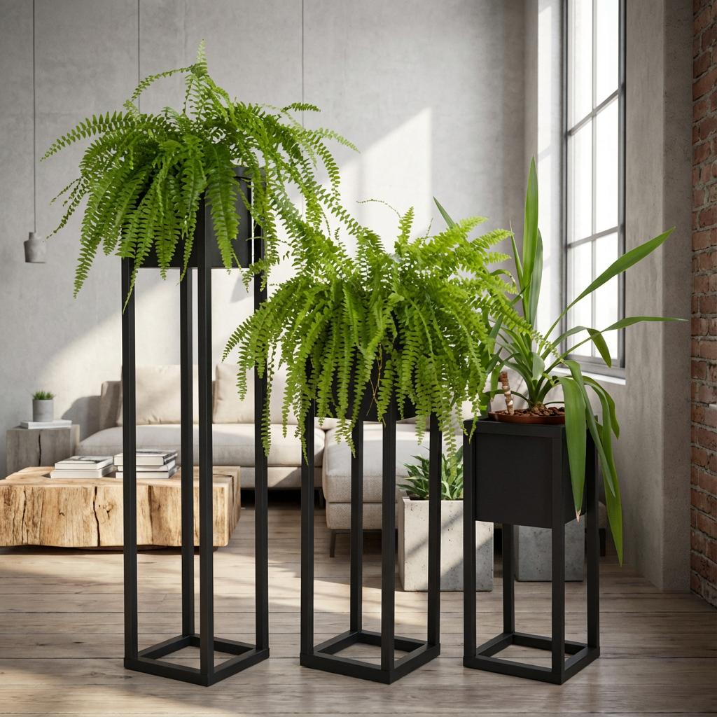 Pflanzständer aus Metall – moderner Blumentopfständer, 70 cm