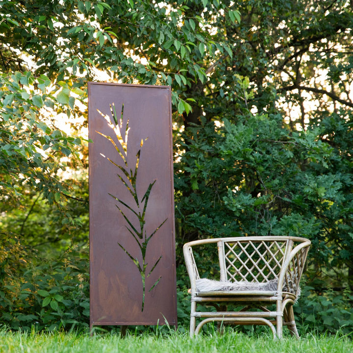 Sichtschutz Gartenpaneel Metall – Motiv Gras, 160 × 50 cm
