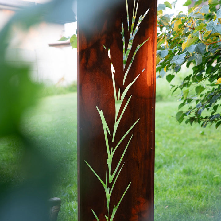 Sichtschutz Gartenpaneel Metall – Motiv Gras, 160 × 50 cm
