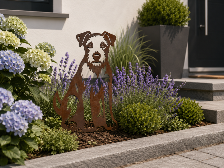 Edelrost Gartenstecker Parson Russel Terrier – Hundesilhouette aus Metall 45 cm