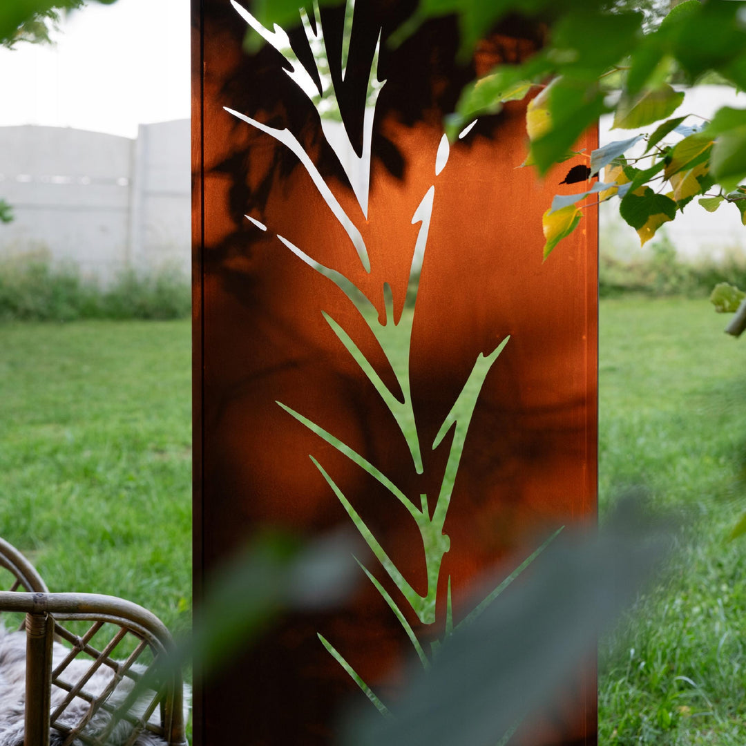 Sichtschutz Gartenpaneel Metall – Motiv Gras, 160 × 50 cm