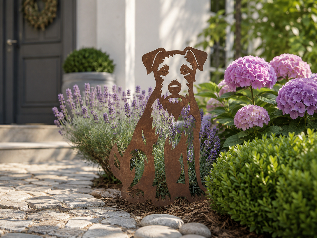 Edelrost Gartenstecker Parson Russel Terrier – Hundesilhouette aus Metall 45 cm
