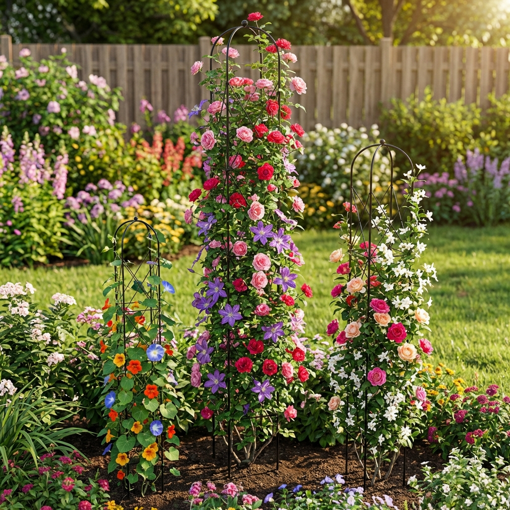 Staudenhalter aus Metall – Blumenhalter und Pflanzenstütze, Schwarz