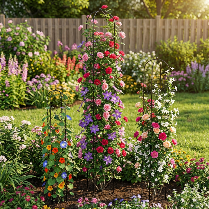 Staudenhalter aus Metall – Blumenhalter und Pflanzenstütze, Schwarz