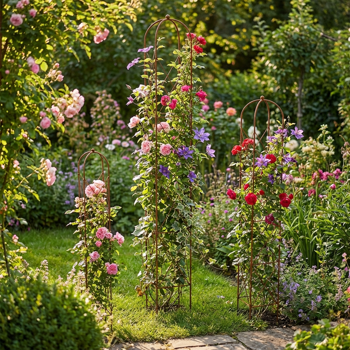 Staudenhalter aus Metall – Blumenhalter und Pflanzenstütze, Schwarz