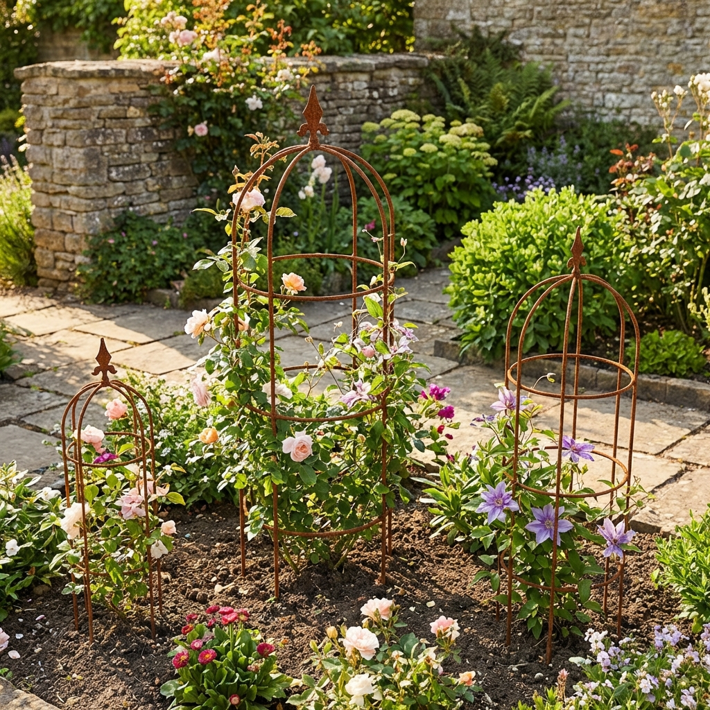Staudenhalter aus Metall – Blumenhalter und Pflanzenstütze Rost