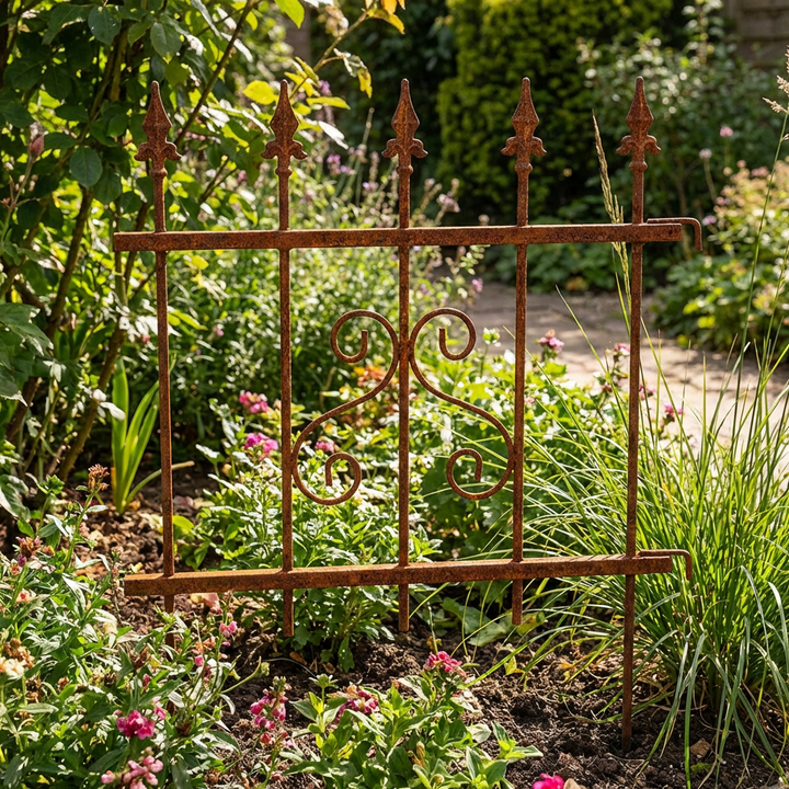 Gartenzaun Element Metall Rost – Beeteinfassung mit Muster, 66 × 75 cm