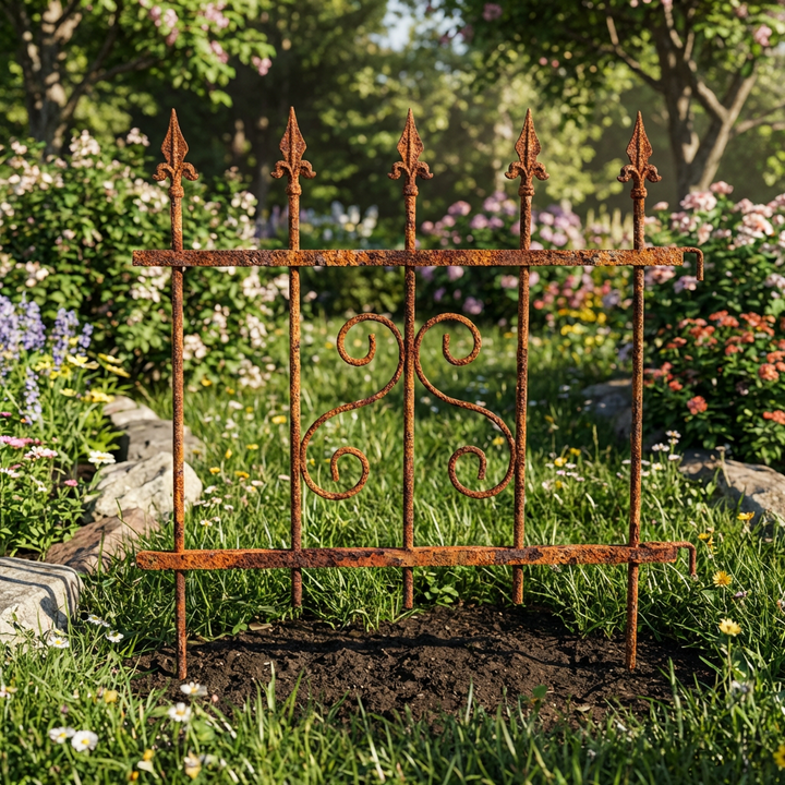 Gartenzaun Element Metall Rost – Beeteinfassung mit Muster, 66 × 75 cm