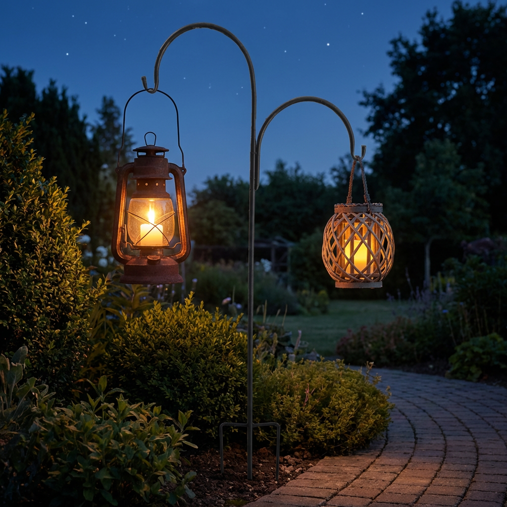 Gartenhaken für Lampions und Pflanzgefäße – Metallhalter zum Einstecken in den Boden