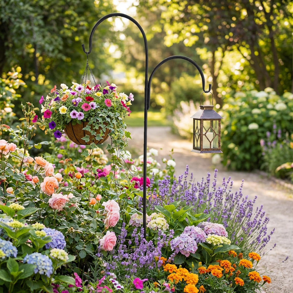 Gartenhaken für Lampions und Pflanzgefäße – Metallhalter zum Einstecken in den Boden