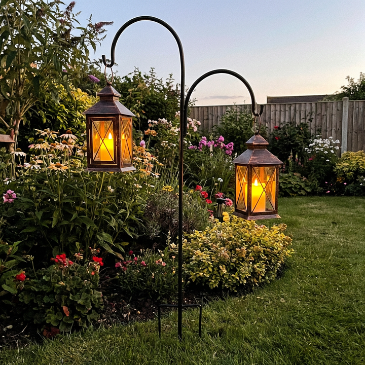 Gartenhaken für Lampions und Pflanzgefäße – Metallhalter zum Einstecken in den Boden