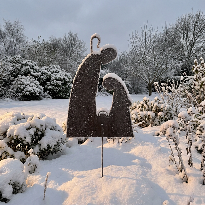 Heilige Familie Wanddekoration aus Metall – Weihnachtsdeko