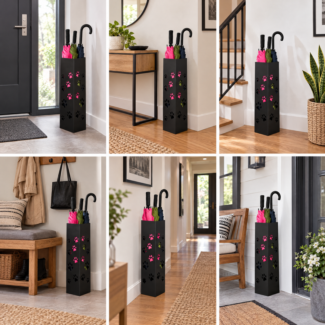 Metal Umbrella Stand – Umbrella Holder with Leaf Motif