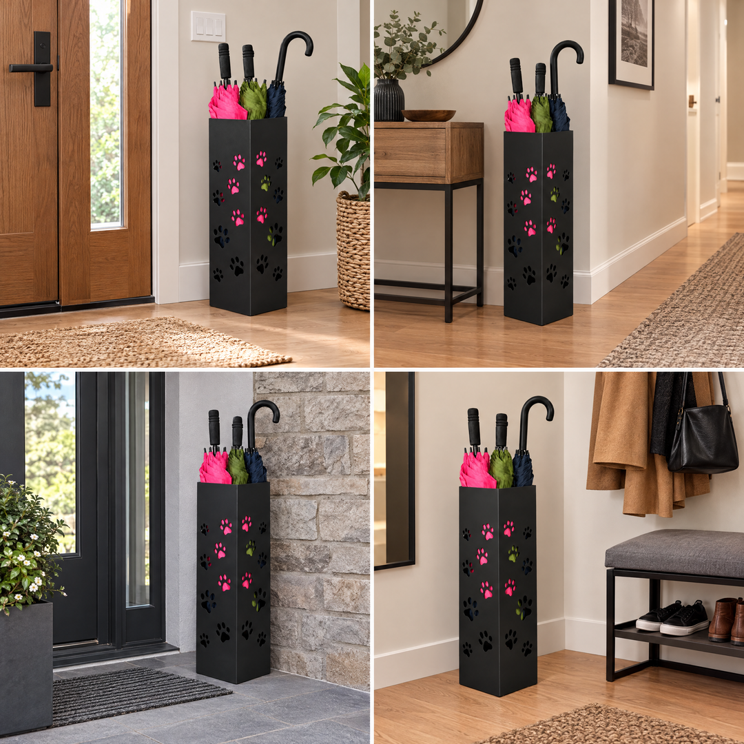 Metal Umbrella Stand – Umbrella Holder with Leaf Motif