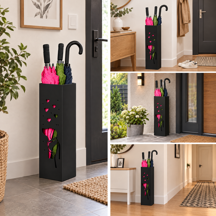 Metal Umbrella Stand – Umbrella Holder with Leaf Motif